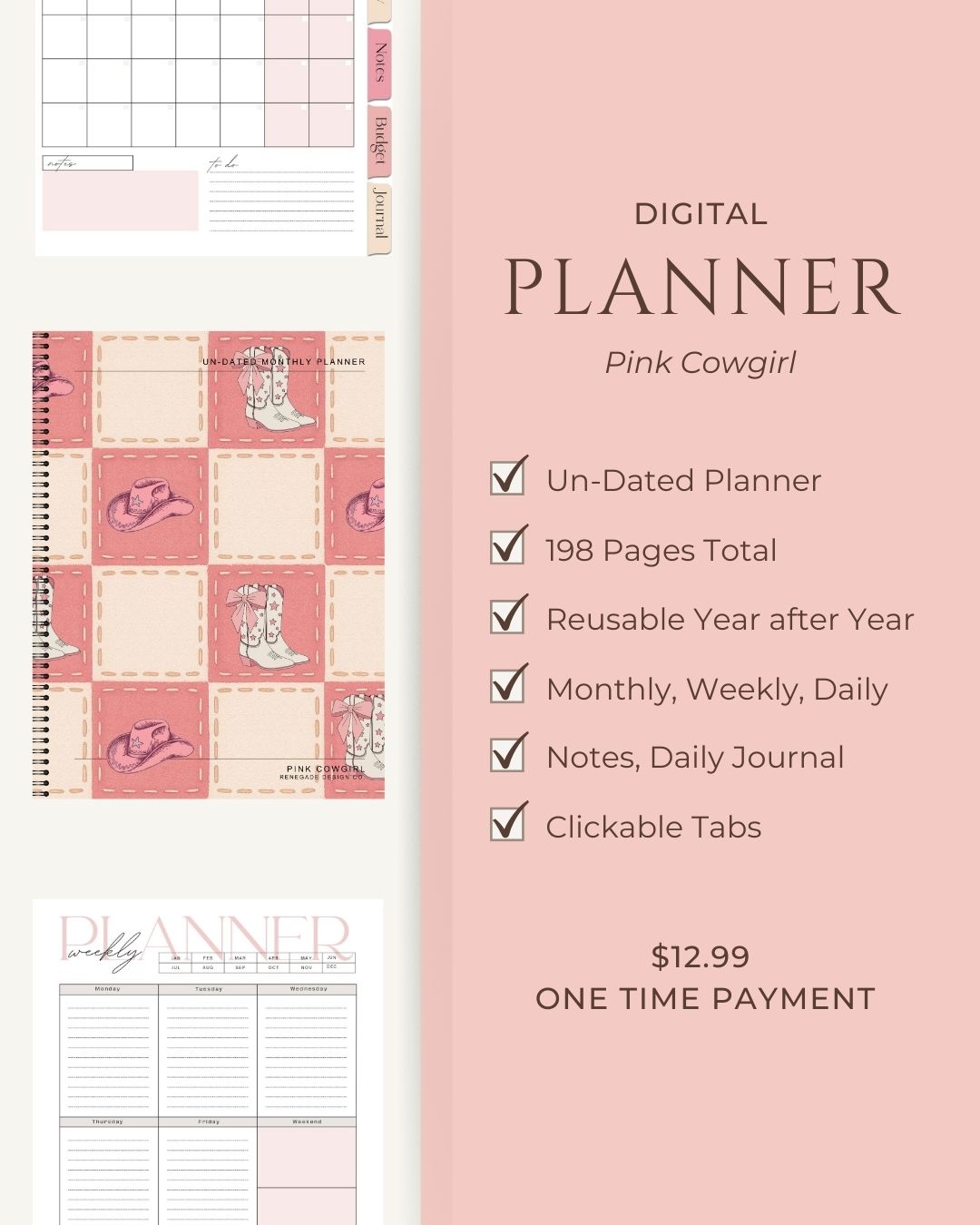 Pink Cowgirl Planner